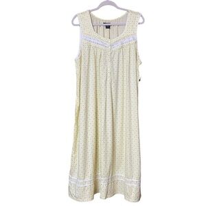 Earth Angels Yellow Floral Nightgown 100% Cotton Dainty Feminine Size XXL NEW